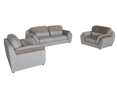 Leder Textil Sofa Polster Sitz Set Garnitur Design Sofagarnitur 3+1+1 Sessel