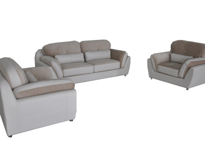 Leder Textil Sofa Polster Sitz Set Garnitur Design Sofagarnitur 3+1+1 Sessel