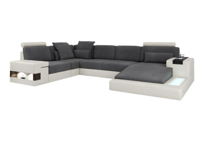 Ecke Ecksofa U-Form Wohnlandschaft Sofa Couch Polster Stoff Sofas Leder Neu