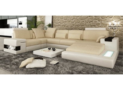 Ecksofa Sofa U-Form Ledersofa Couch Wohnlandschaft Design Modern Sofa