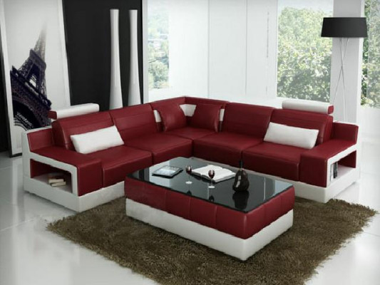 Ledersofa Ecksofa Design Couch Bettfunktion Garnitur Wohnlandschaft Polster Neu
