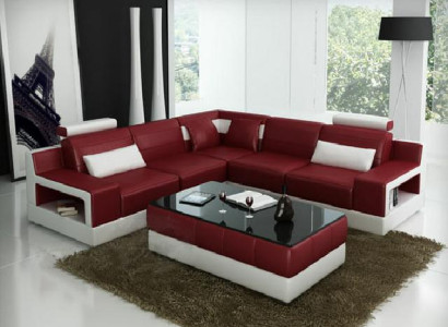 Ledersofa Ecksofa Design Couch Bettfunktion Garnitur Wohnlandschaft Polster Neu