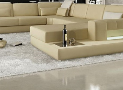 Ecksofa U-Form Wohnlandschaft Sofa Couch Polster Ecke Sofa Stoff Sofas Leder