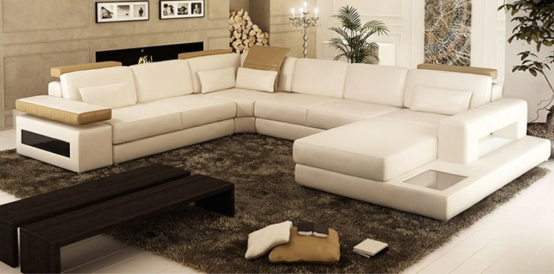 Wohnlandschaft Ecksofa Leder EckSofa Neu U Form Sofa Couch Polster