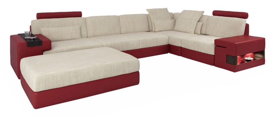 Wohnlandschaft U Form Eck Sofa Polster Couch Ecke Leder Sofa Couchen Möbel Neu