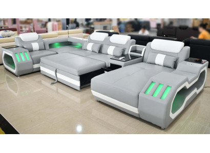 Grau Neu Sofa U-Form Stoffsofa Couch Wohnlandschaft Design Modern Leder Sofas