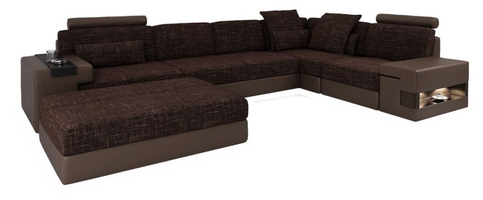 Polster Set Wohnzimmer L-Form Modern Designer Sofa Couch Ecke mit Hocker Möbel