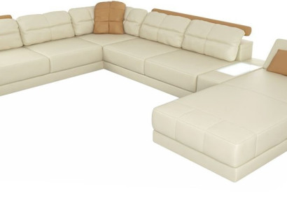 Designer Leder Stoff Sitz Modernes Ecksofa UForm Wohnzimmer Design Couch Polster
