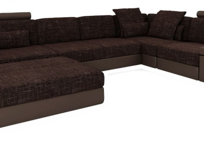 Moderne Designer Ecksofa L-Form Möbel Polster Textil mit Hocker 2tlg Set Neu
