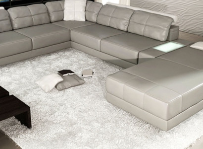 Wohnlandschaft Ecksofa Couch Grau Leder Polster Sitz Ecke Sofa U Form Sofas Neu