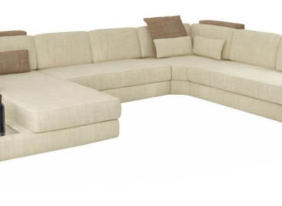 U-Form Bettfunktion Couch Design Polster Textil Eck Wohnlandschaft Ecksofa Stoff