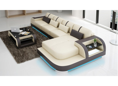 Ledersofa Couch Wohnlandschaft Ecksofa Eck Dekor Modern Garnitur Design