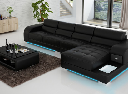 Ledersofa Sofa Couch Wohnlandschaft Eck Modern Ecksofa Design Garnitur