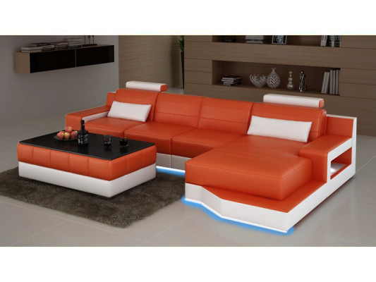 Ledersofa Sofa USB Wohnlandschaf Bettfunktion Neu Echsofa Neu Massanfertigung