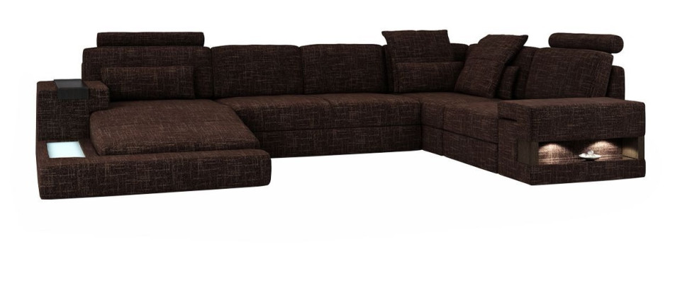Ecksofa U-Form Moderne Sofa Ledersofa Ecksofa Polster Stoff Textil Design Sofa