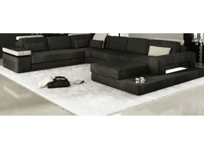 Wohnlandschaften Ecksofa Couch StoffLeder Polster Ecke Sofa U Form Neu