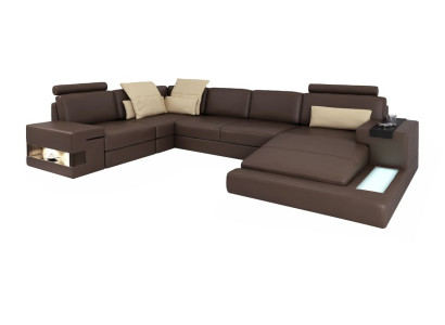 Design Ecksofa U-form Bettfunktion Couch Leder Sofas Schlafsofa Stoff Neu