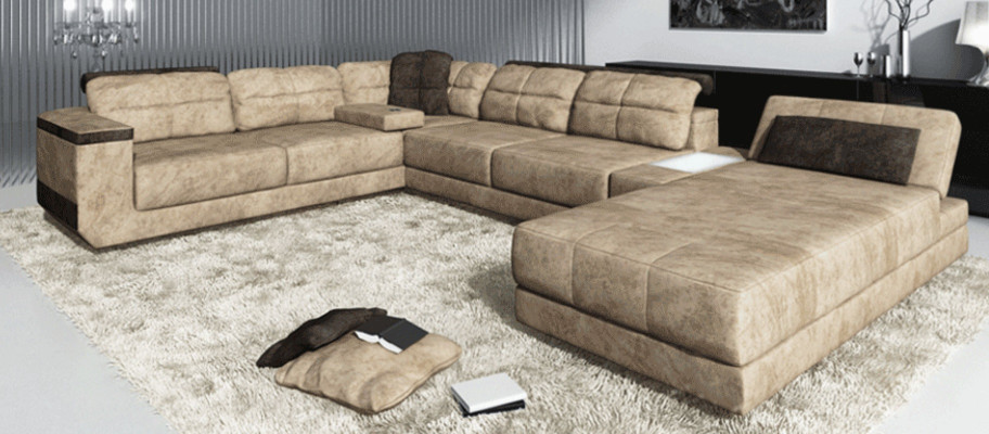 Wohnlandschaft Couch Polster Ecksofa Ledersofa Designer Sofa U Form Couchen Neu