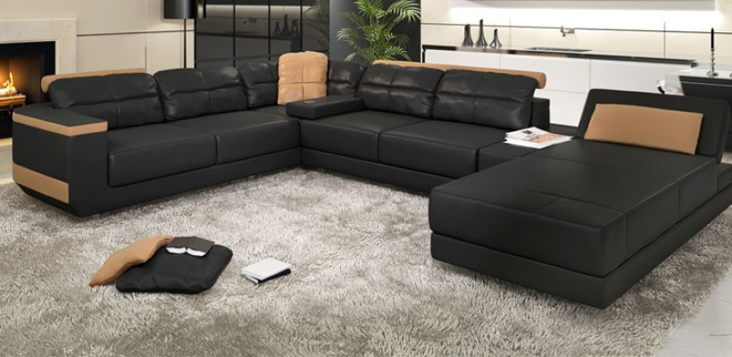 Modern Sofas Wohnlandschaft Ecksofa Stoff U-Form Couch Design Polster Textil Eck