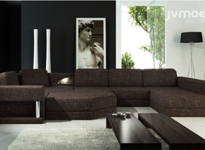 Wohnlandschaft U Form Bettfunktion Textil Stoff Big Ecksofa Sofa Polster Couch