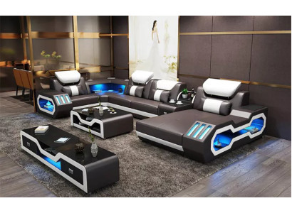 Ecksofa UForm Couchtisch Sideboard Ledersofa Wohnlandschaft Designer Sofa Set