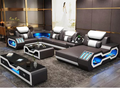 Ecksofa UForm Couchtisch Sideboard Ledersofa Wohnlandschaft Designer Sofa Set