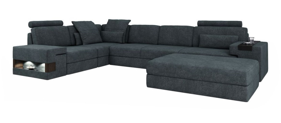 Design Sofa Couch Ecke mit Hocker Polstermöbel Wohnzimmer L-Form Modern Luxus