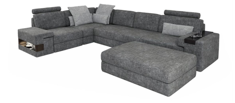 Wohnzimmer L-Form modern elegant Design Couch Ecksofa Hocker Polstermöbel NEU