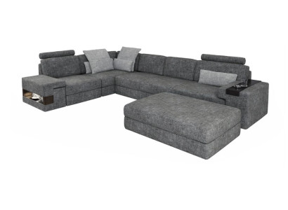 Wohnzimmer L-Form modern elegant Design Couch Ecksofa Hocker Polstermöbel NEU