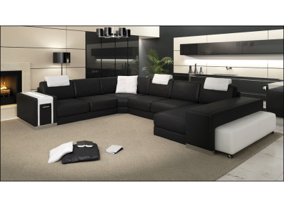 Wohnlandschaft Sofa mit USB Couch Polster Ecke XX Big Ecksofa Ledersofa Design