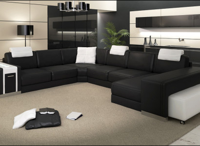 Wohnlandschaft Sofa mit USB Couch Polster Ecke XX Big Ecksofa Ledersofa Design