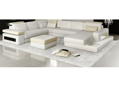 Big U Form Ecksofa Sofa Couch Polster Leder Textil Stoff Wohnlandschaft