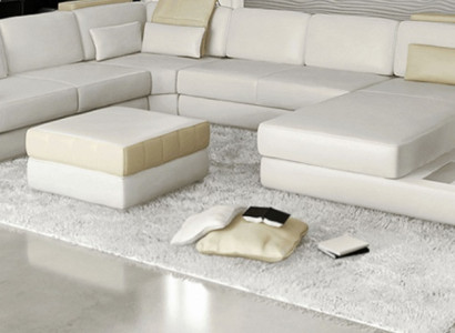 Big U Form Ecksofa Sofa Couch Polster Leder Textil Stoff Wohnlandschaft