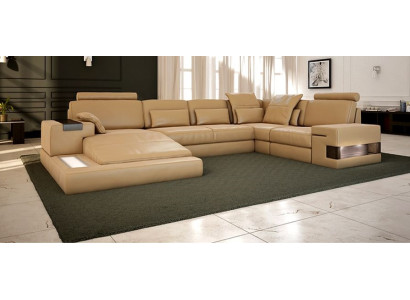 Design Polster Modern Leder Bettfunktion neu Stoff Ecksofa U-Form Sofa Couch