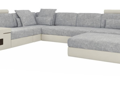 Wohnraum L-Form Modern Design Sofa Sofas Sitzecke mit Hocker Wohnlanschaft Möbel