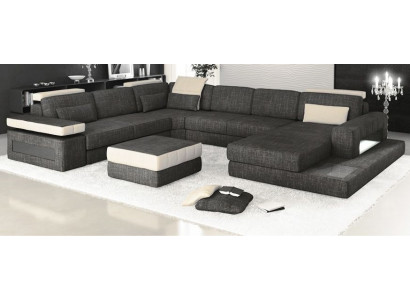 Ecksofa Couch Design Polster Textil Neu Wohnlandschaft U-Form Bettfunktion Stoff