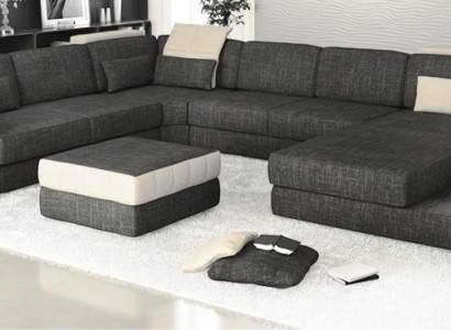 Ecksofa Couch Design Polster Textil Neu Wohnlandschaft U-Form Bettfunktion Stoff