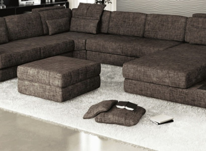 Ecksofa Stoff U-Form Couch Design Polster Textil Eck Wohnlandschaft Bettfunktion