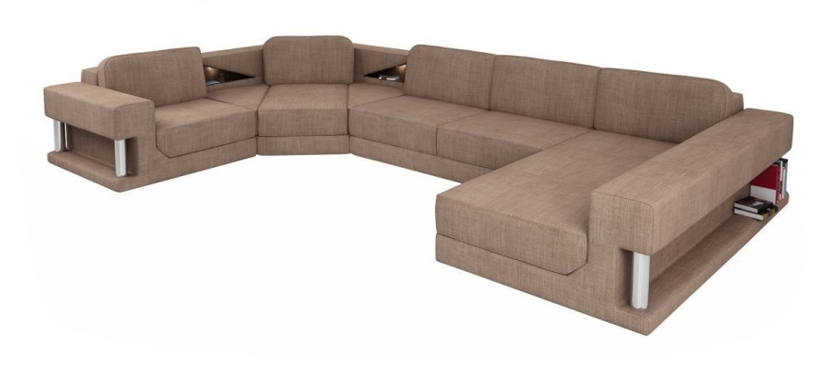 U-Form Bettfunktion Couch Design Polster Textil Eck Wohnlandschaft Ecksofa Stoff