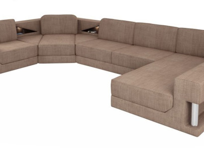 U-Form Bettfunktion Couch Design Polster Textil Eck Wohnlandschaft Ecksofa Stoff