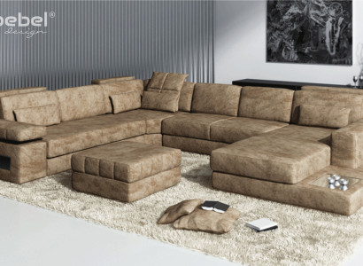 Stoff U Form Wohnlandschaft Polster Eckcouch Couch Leder Sofa Ecksofa Eckcouch