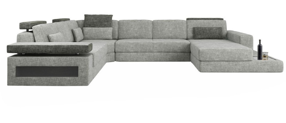 Wohnlandschaft Couch Eck U Form Sofa Eckcouch Ecksofa XXL Stoff Polster