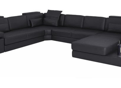 Wohnlandschaft Bettfunktion Leder Ecksofa U-Form Sofa Couch Textil Sofas Design