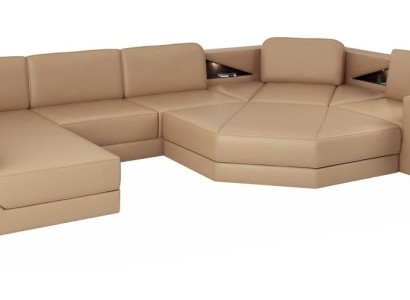 Wohnlandschaft Design Modern Sofa Ecksofa Sofa U-Form Ledersofa Couch Textil Neu