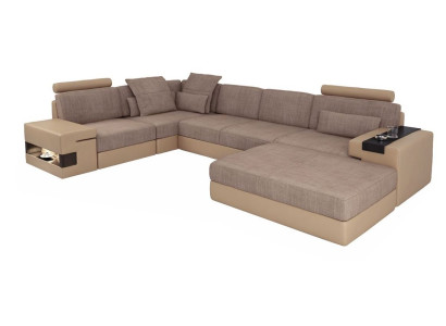 Moderne Sofa Ecke Set L-Form gepolsterte Sitze Couch Wohnlandschaft Hocker Möbel