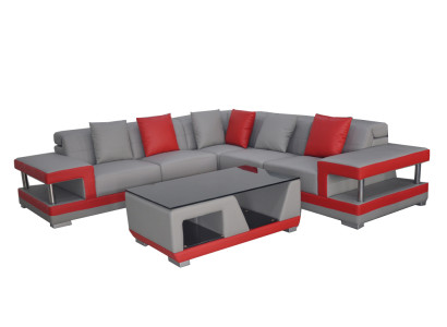 Ledersofa Couch Wohnlandschaft Eck Garnitur Deko Design Modern Sofa L-Form