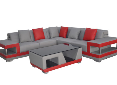 Ledersofa Couch Wohnlandschaft Eck Garnitur Deko Design Modern Sofa L-Form