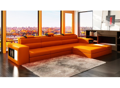Ledersofa mit USB Wohnlandschaft Ecksofa Eck Garnitur Design Modern Sofa B2006B