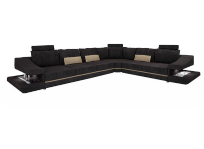 Wohnzimmer Textil Schwarz Sofa Sofas L-FormSitz Farbe Ecksofa Couch Polstermöbel