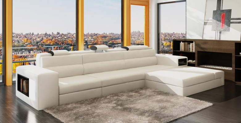Designsofa Sofa mit USB Polster Ecksofa Garnitur Wohnlandschaft Ledersofa Couch